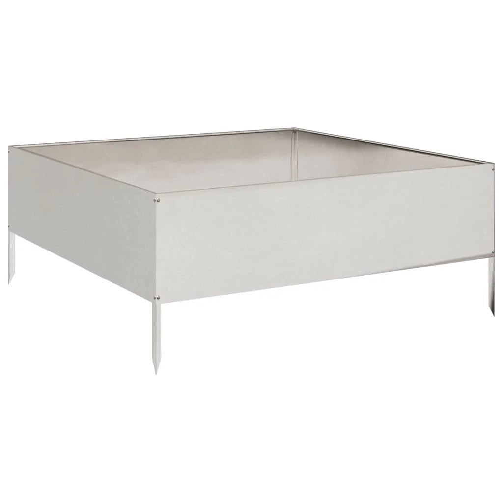 Fioriera rialzata per piante fiori patio giardino 100 x 100 x 25 cm acciaio inox argento 02_0039268