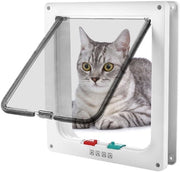 Porta per animali - 4-vie magnetica - Sicura e flessibile - Bianca - Accesso per animali domestici - Ideale per gatti e cani - Dimensione M
