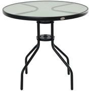 Tavolo da giardino rotondo ¨C zephmum ¨C nero con vetro temperato, ?80x72 cm