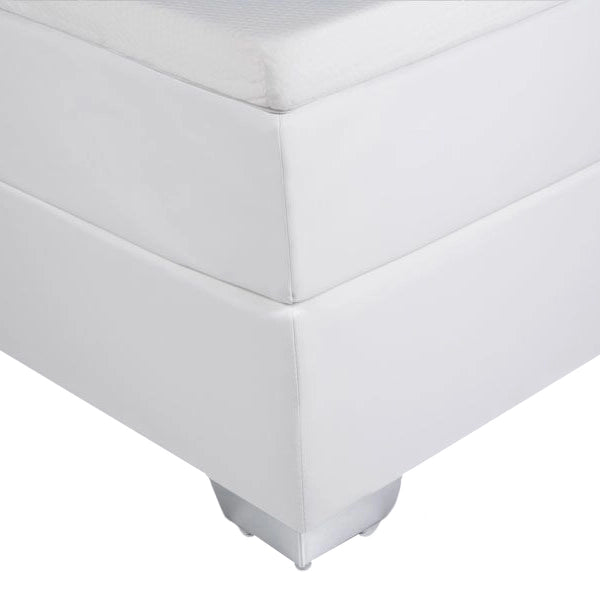 Letto continentale matrimoniale 140 cm 6 ecopelle bianca con materasso a molle insacchettate