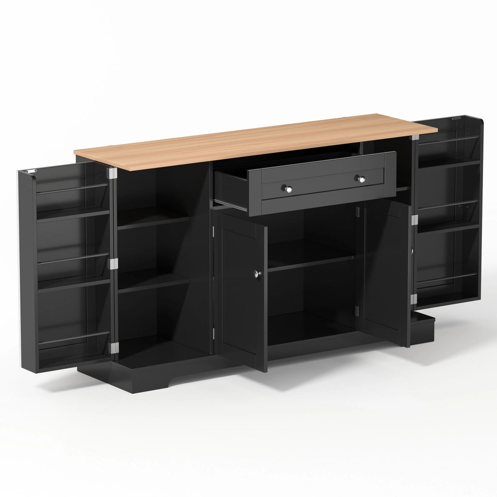 Credenza nera 138 cm con cassetto e ante