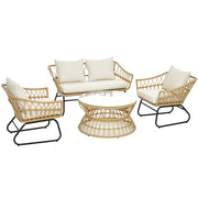 Set giardino 4 pezzi in polyrattan ¨C zephmum ¨C sabbia e crema