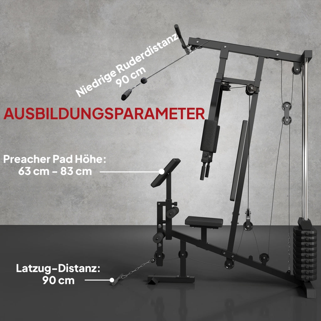 Stazione fitness multifunzione ¨C Xylo ¨C con lat machine, cavi, panca pettorali, butterfly, leg press, 45kg