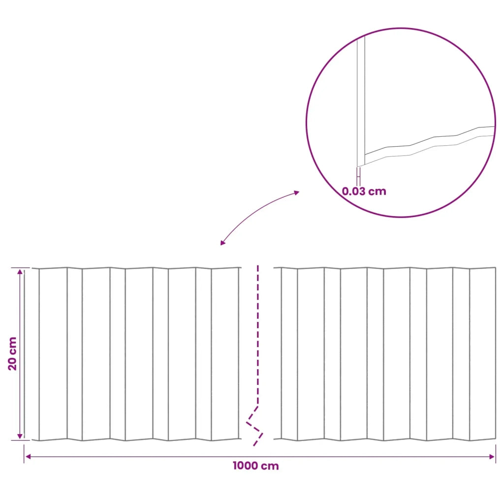 Bordura per Prato 10 m x 20 cm Acciaio zincato Argento 42030320