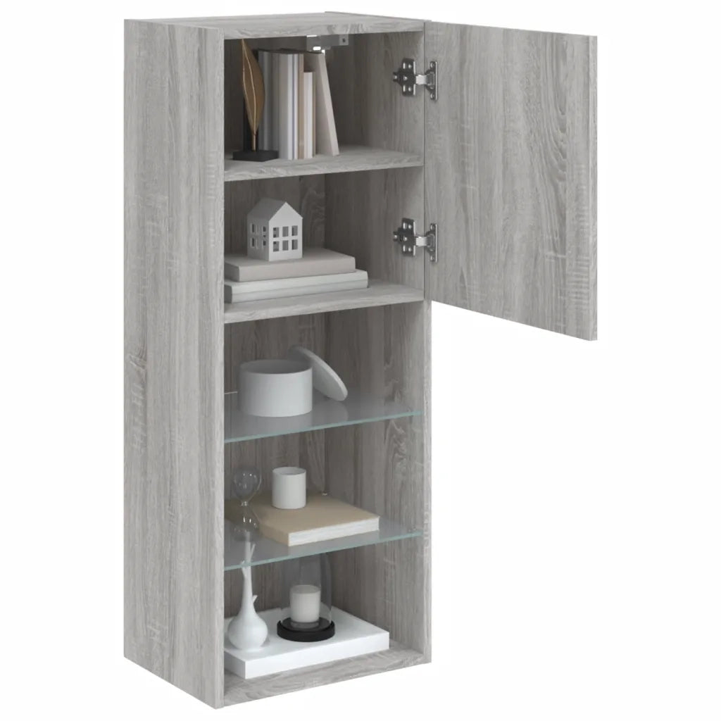 Mobile TV con Luci LED-Credenza TV-Console TV Grigio Sonoma 40,5x30x102 cm
