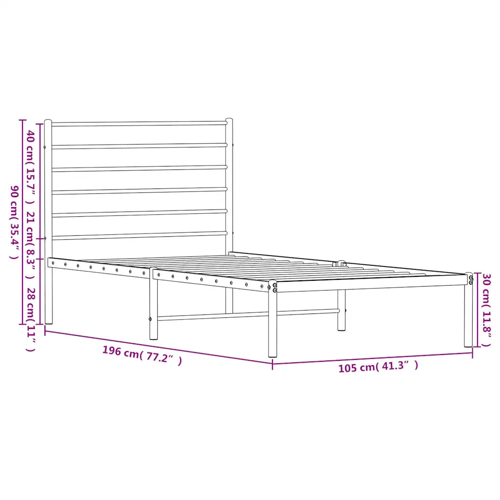 Giroletto con Testiera Metallo Bianco 100x190 cm 352362