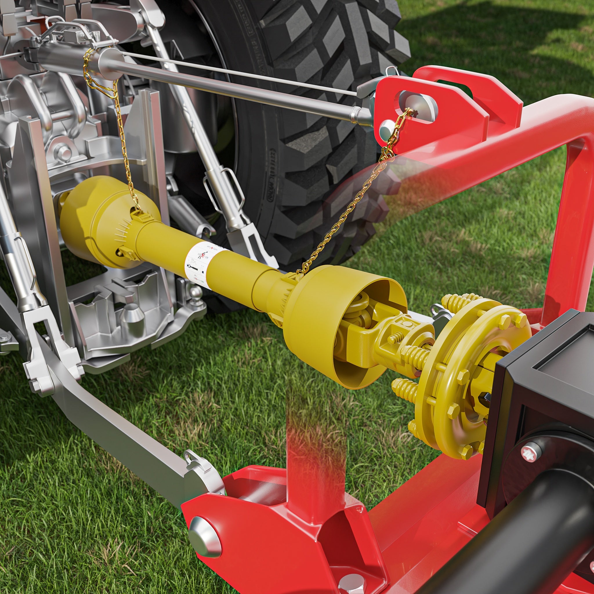 Frizione per albero cardanico scanalato a 6 denti Filetto esterno e interno 1 3/8" Max 1200Nm Giallo