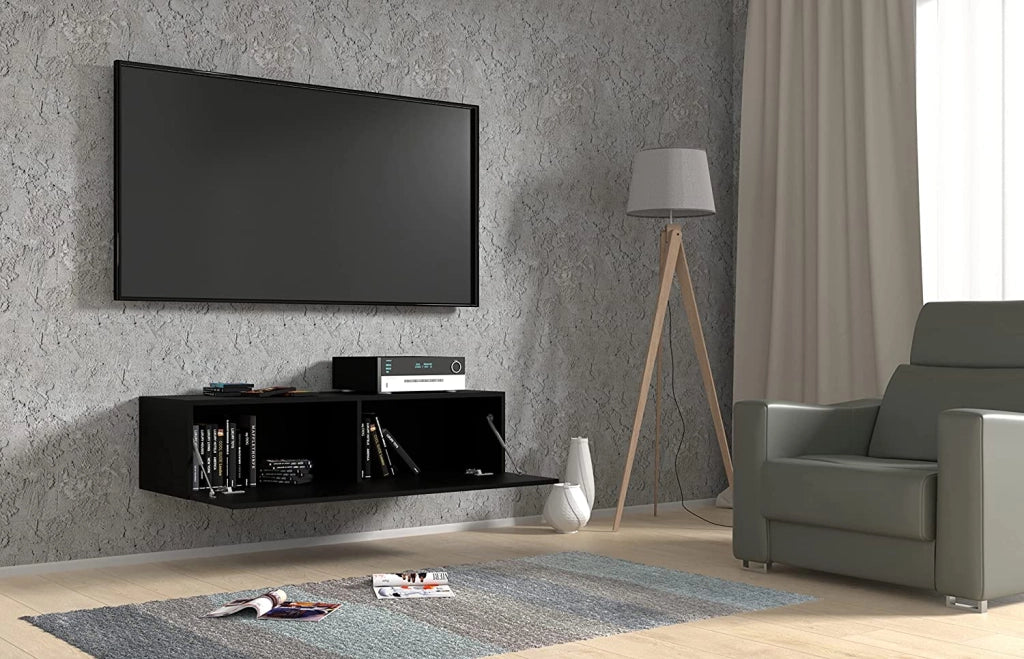 MOBILE TV PORTA TV STAND TV SOGGIORNO BINGO 120x40x30cm NERO OPACO