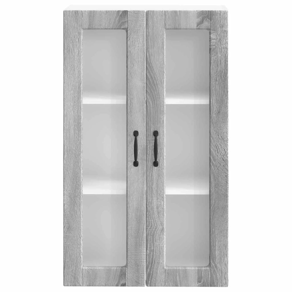 Pensile da cucina | Mobile in vetro da parete PORTO Grigio Sonoma 60 x 31 x 100 cm