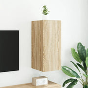 Mobile TV a Parete con Luci LED Rovere Sonoma 30,5x35x70 cm 837236