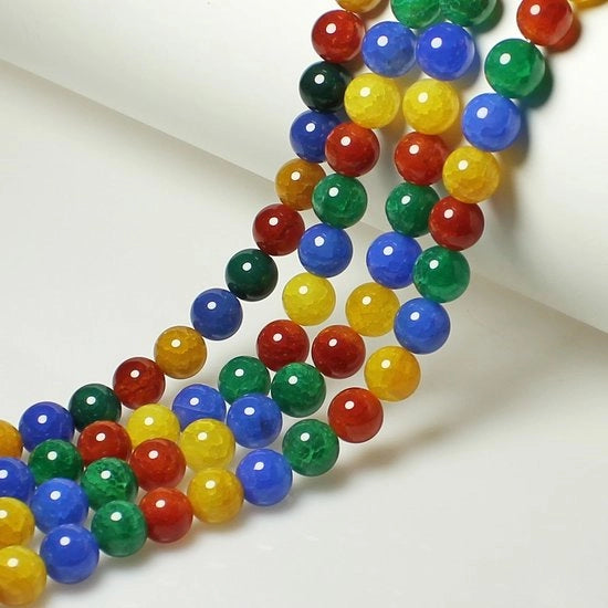 Drakengat 8 mm 43 pezzi Stekkini multicolor con foro di diamante Stekkini naturali rotondi da utilizzare per la creazione di gioielli, bracciali e collane.