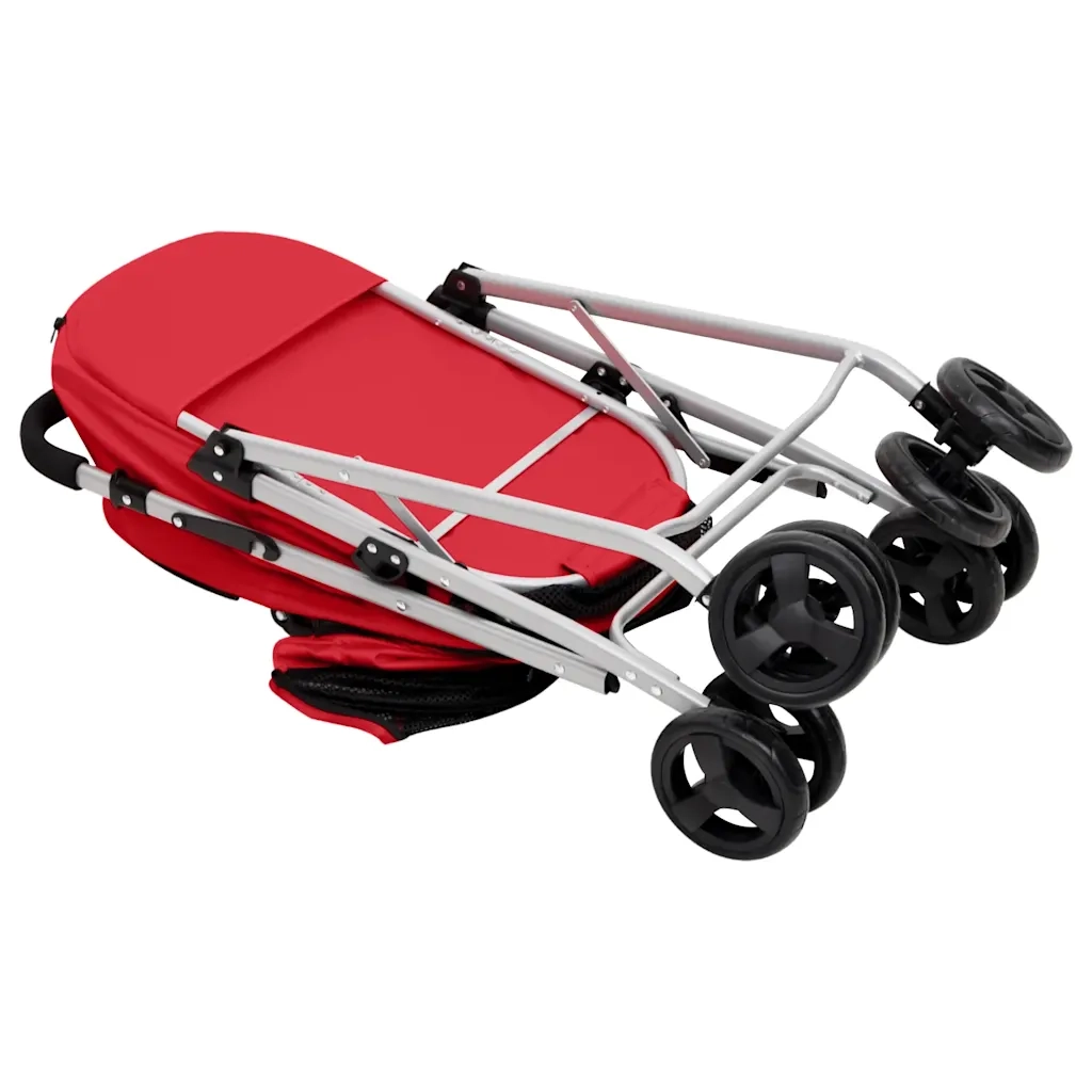 Passeggino Cani Pieghevole 2 Livelli Rosso 83x48x97cm Tessuto CFW2563721
