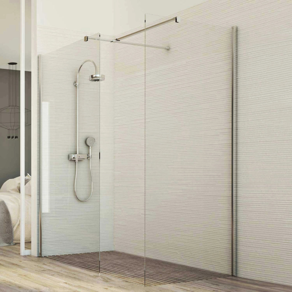 Box doccia Parete 80x150 CM in vetro trasparente 8mm mod. Walk in Corner H198