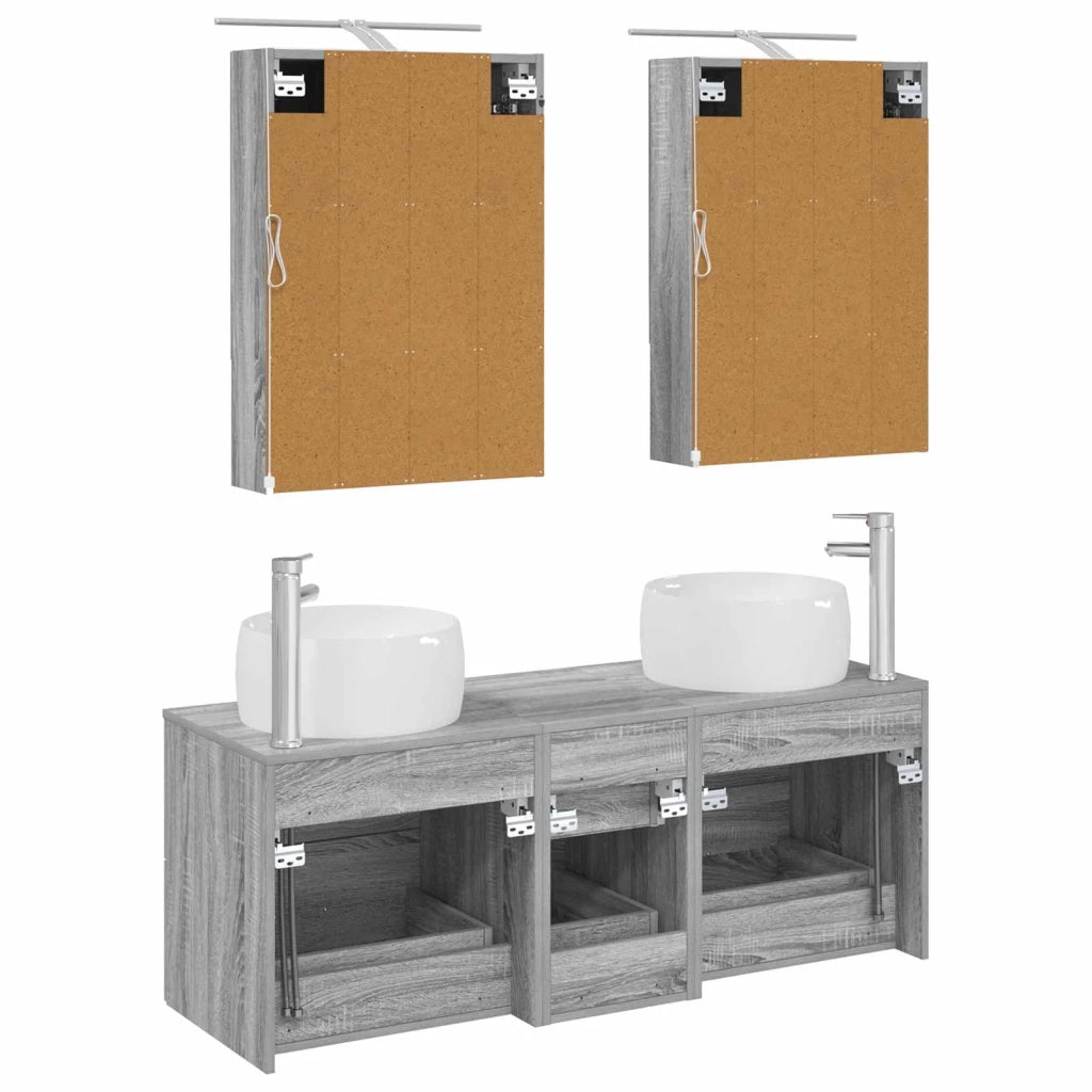 Set di mobili per il bagno 5 pcs Sonoma grigio 3407044