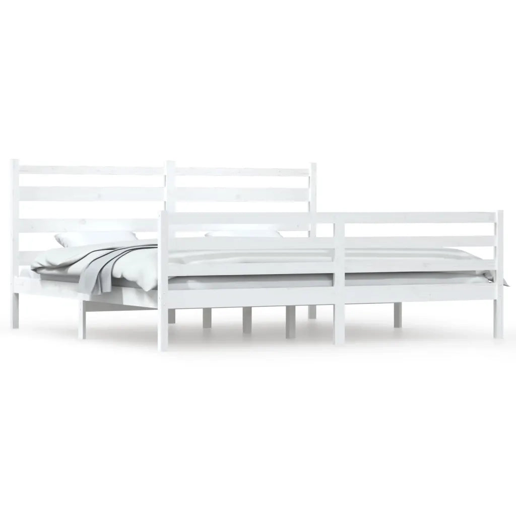 Giroletto-Struttura Letto in Legno Massello di Pino 200x200 cm Bianco 729933