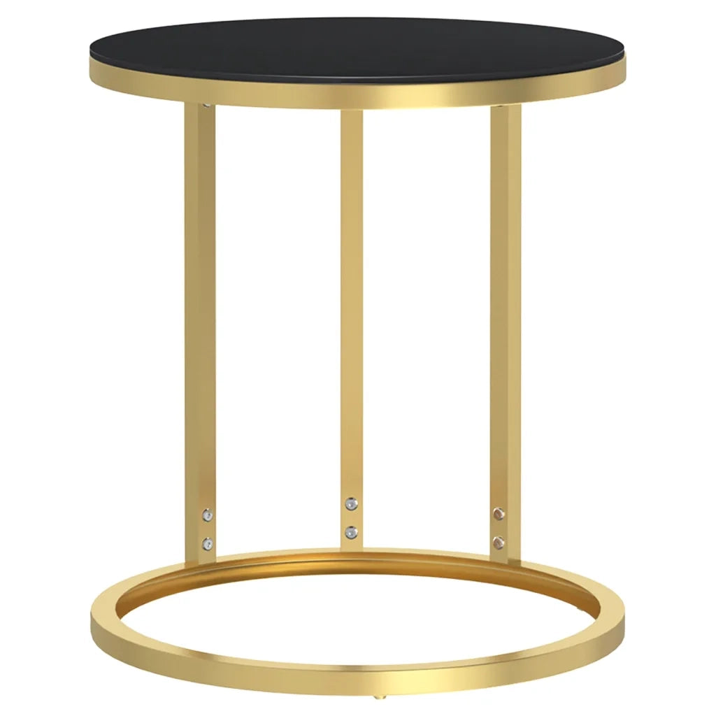 Tavolino | Tavolo laterale Oro e Nero 45 cm in Vetro Temperato