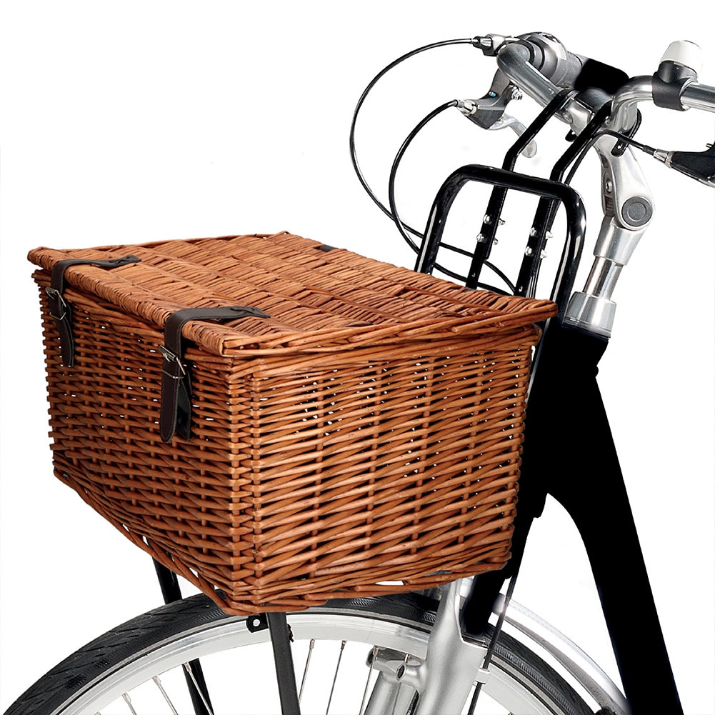 Cestino In Vimini Per Bicicletta Bici Marrone Cesta Anteriore Pane 45x30x25 Cm