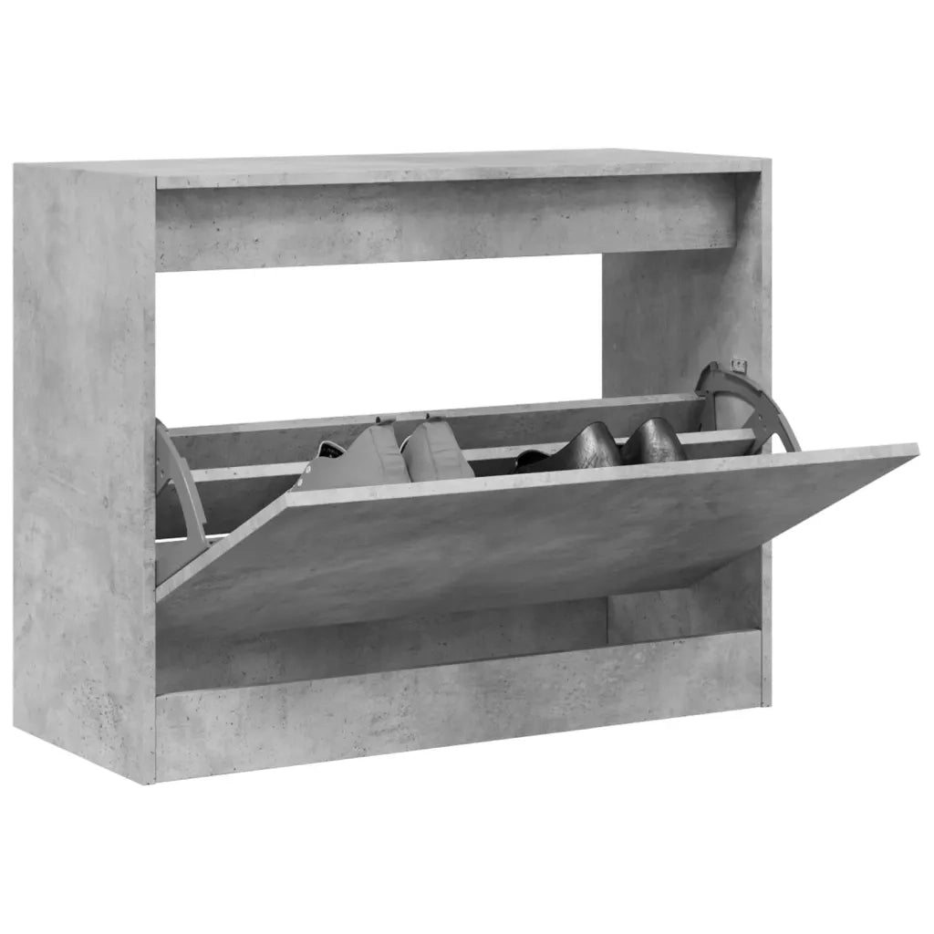 Scarpiera-Scaffale per scarpe Grigio Cemento 80x34x63 cm in Legno Multistrato