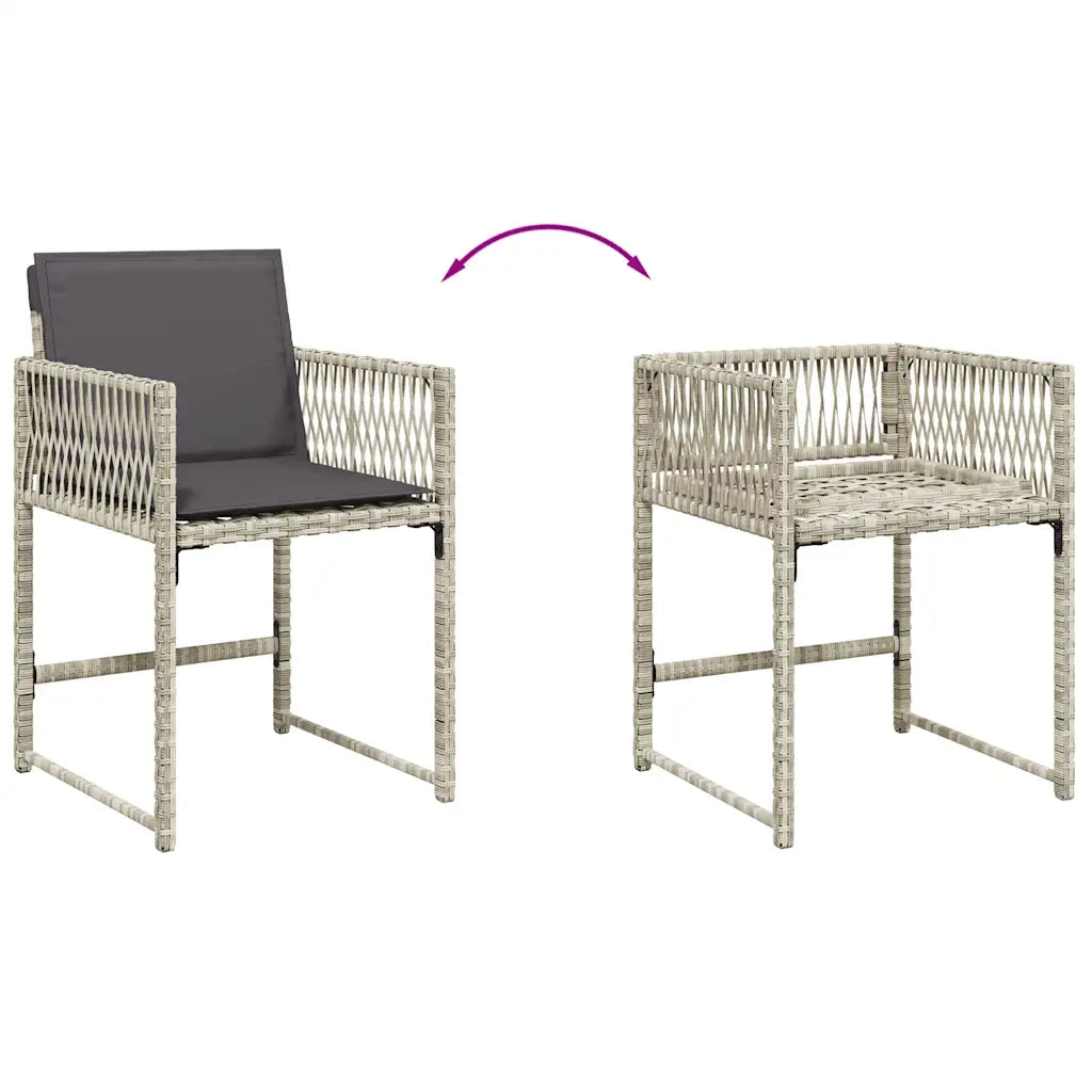 Set da Pranzo da Giardino 13pz con Cuscini Grigio in Polyrattan