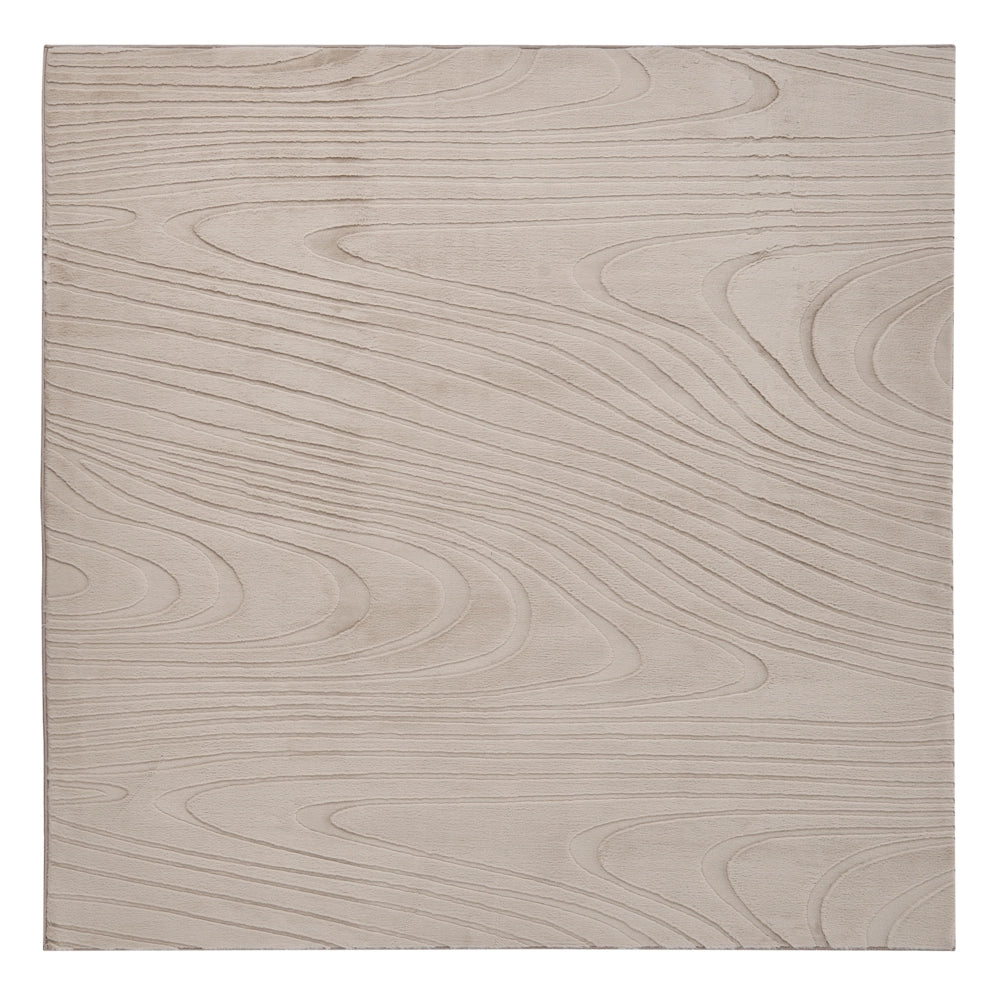Tappeto in pelliccia sintetica di coniglio beige in poliestere, 160 x 160 cm, quadrato, morbido, a pelo lungo, motivo geometrico