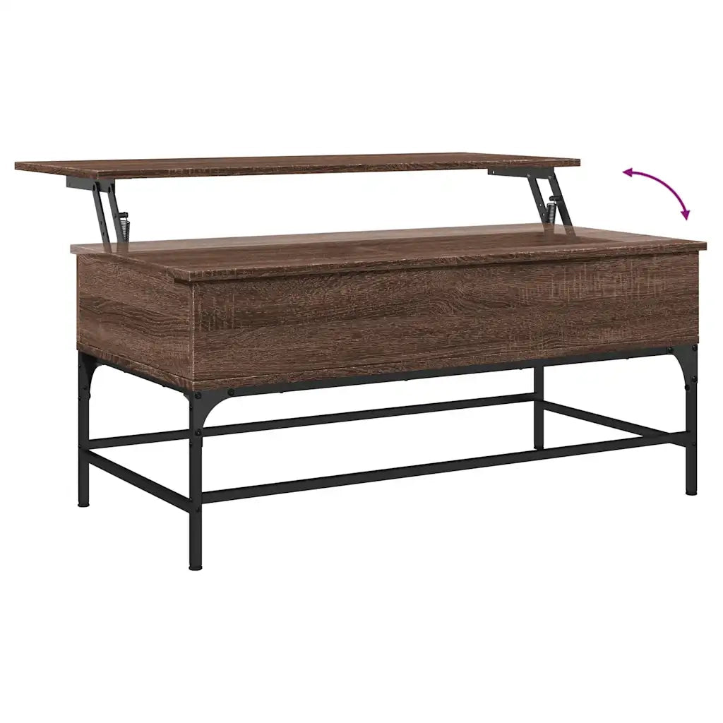 Tavolino Rovere Marrone 100x50x45cm Legno Multistrato e Metallo 845400