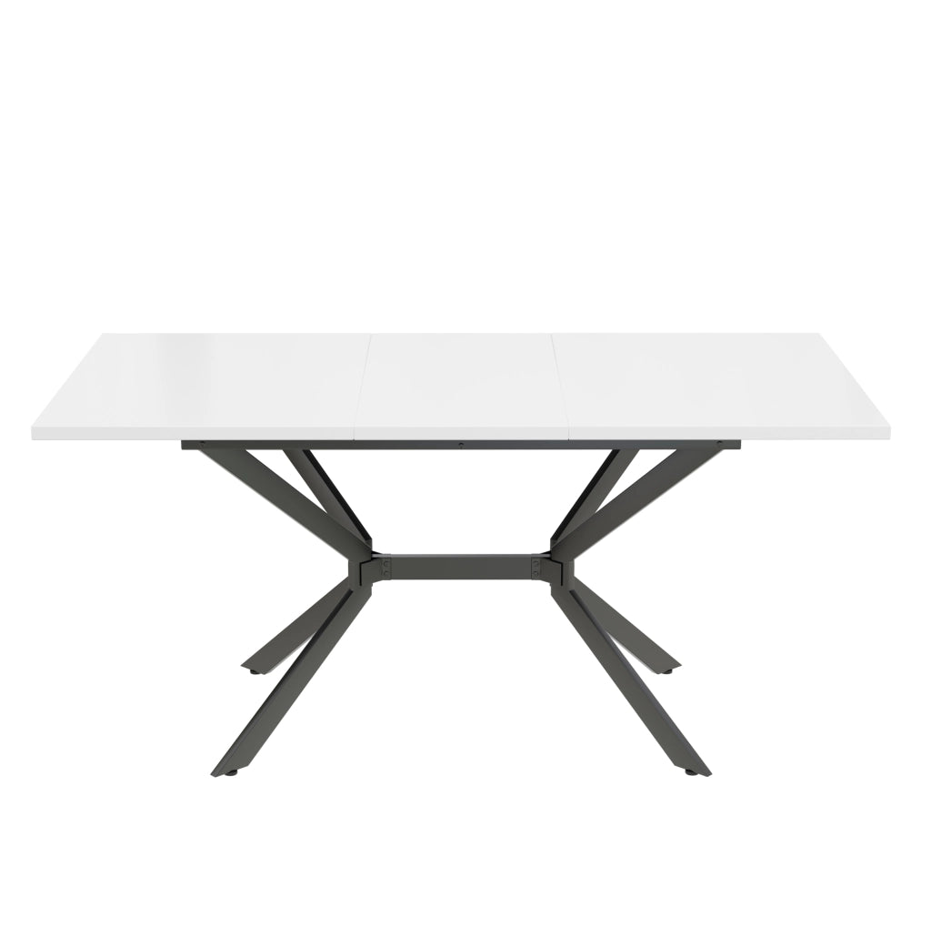 Tavolo da pranzo allungabile 120/160x80 cm; MDF bianco; gambe in metallo nero