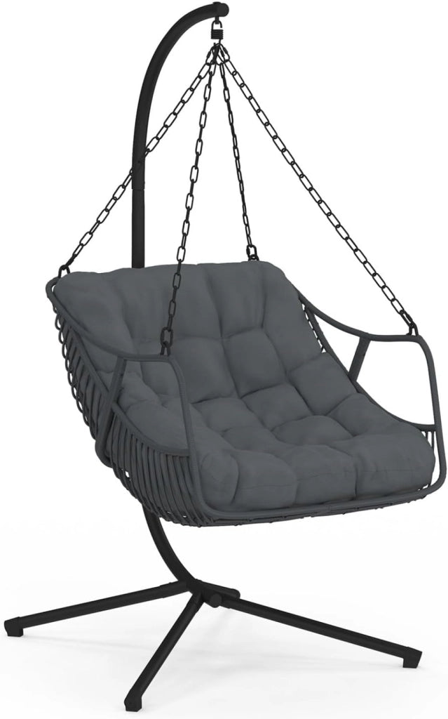 LOA reclinabile in Rattan Grigio Traforato con Cuscino Grigio