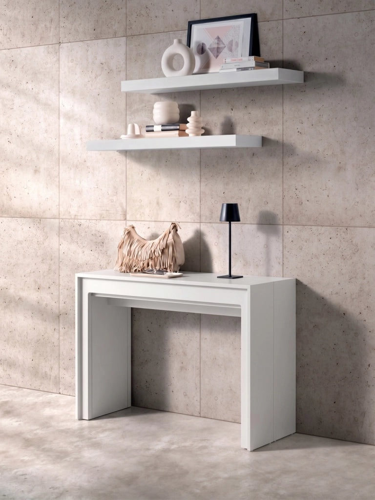 Consolle Allungabile Segmenta 110x42,5/297,5x78 cm in MDF Laccato Bianco Opaco