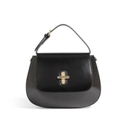 Borsa a tracolla da donna in vera pelle, stile vintage, nera.