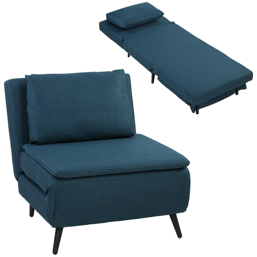 Poltrona letto clic-clac 1 posto ¨C Xylo ¨C Blu con schienale regolabile e cuscino