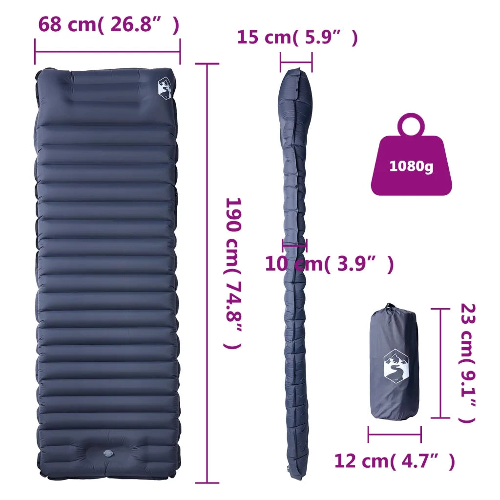 Materasso Campeggio Autogonfiabile con Cuscini 1 Persona Grigio CFW8532749