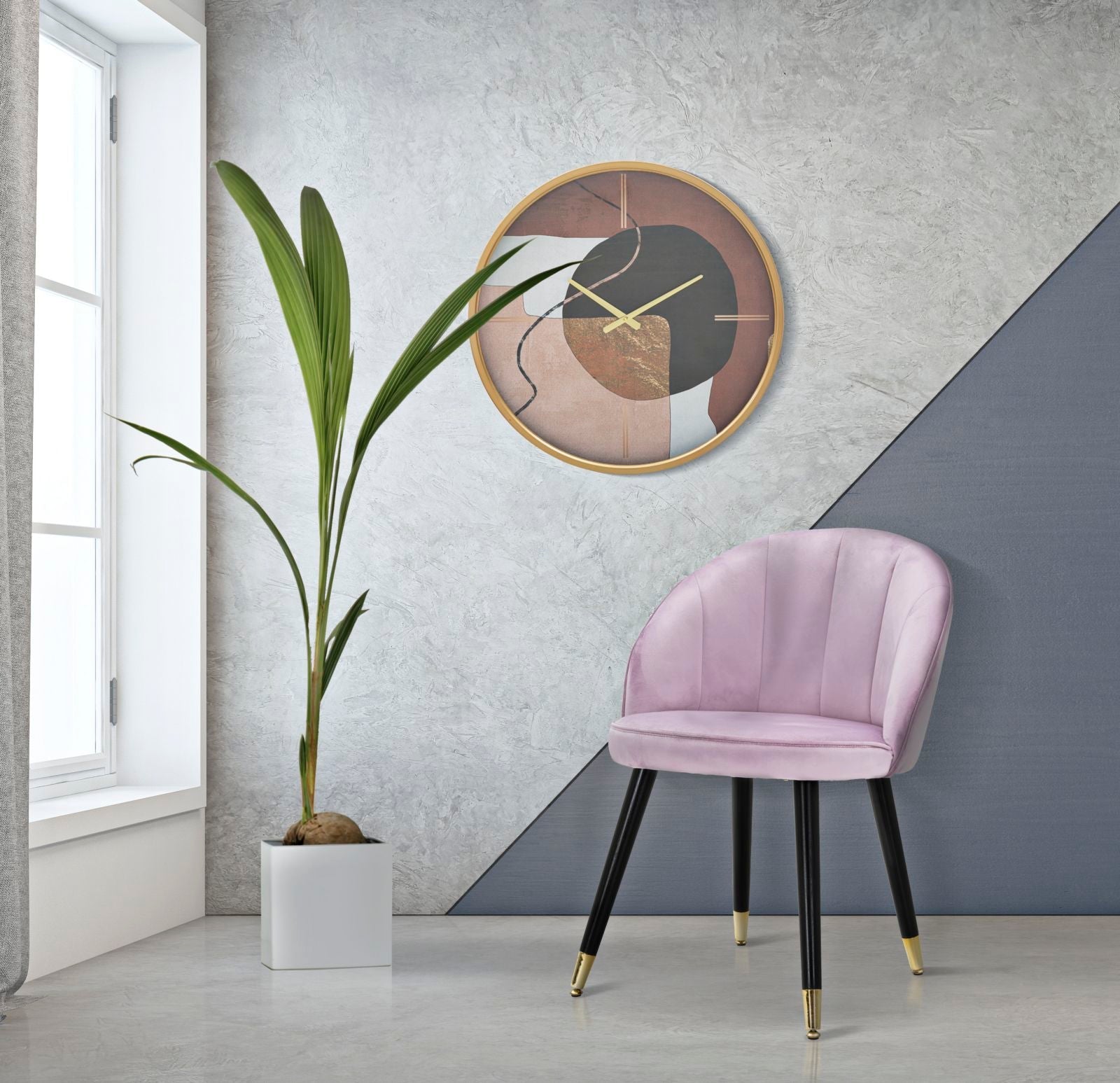 Sedia Loty Rosa 57x58x80 cm in Legno e Velluto Rosa Nero e Oro