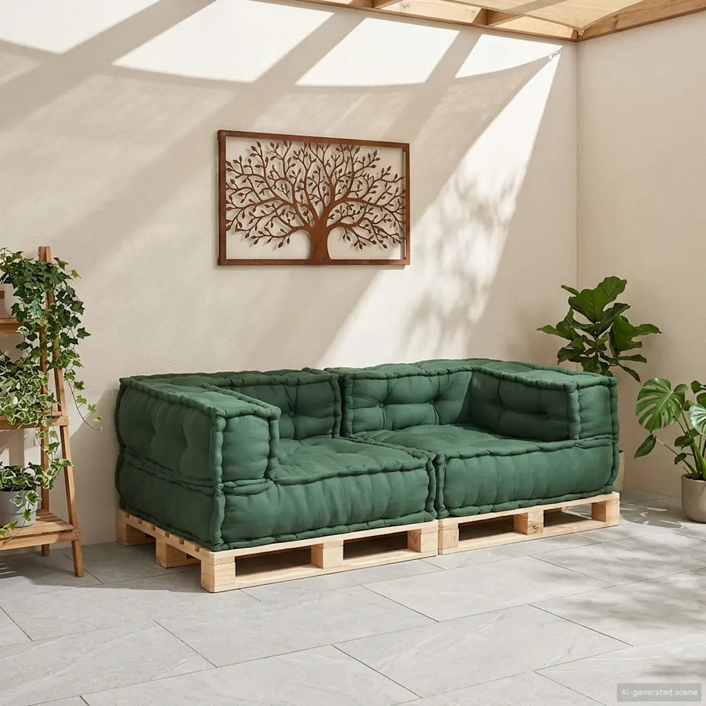 vidaXL Pouf Modulare Verde 140x70x36 in Tessuto