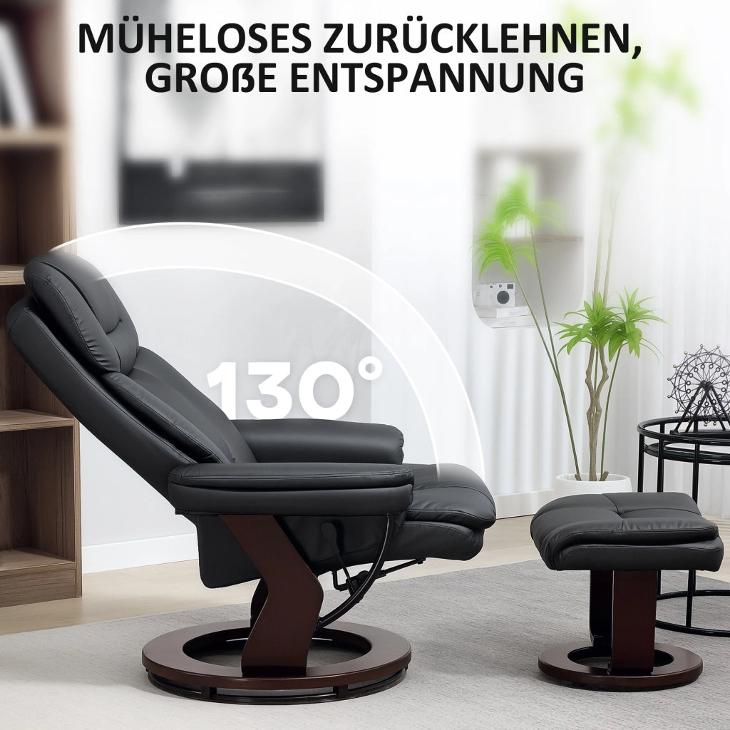 Poltrona Relax Reclinabile con Poggiapiedi ¨C Zephmum ¨C Nero, Similpelle
