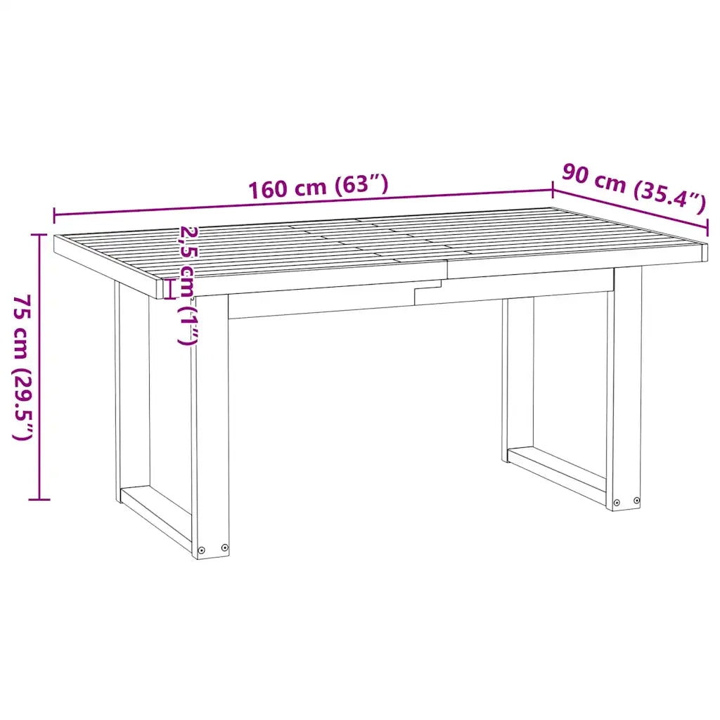 Tavolo Pranzo NOAIN Gambe a Forma U 160x90x75 cm Legno Massello 4100044