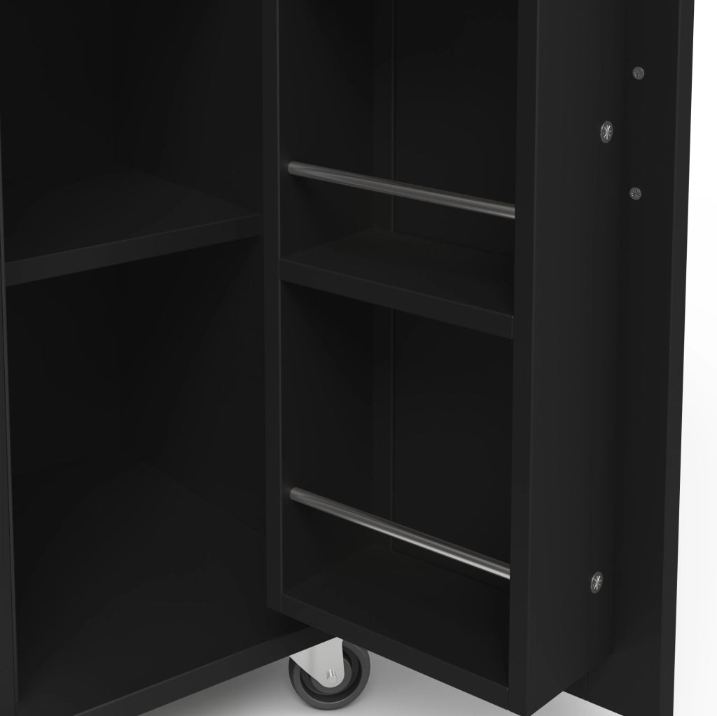 Carrello cucina 120x45(70)x95 cm con piano ribaltabile in MDF nero