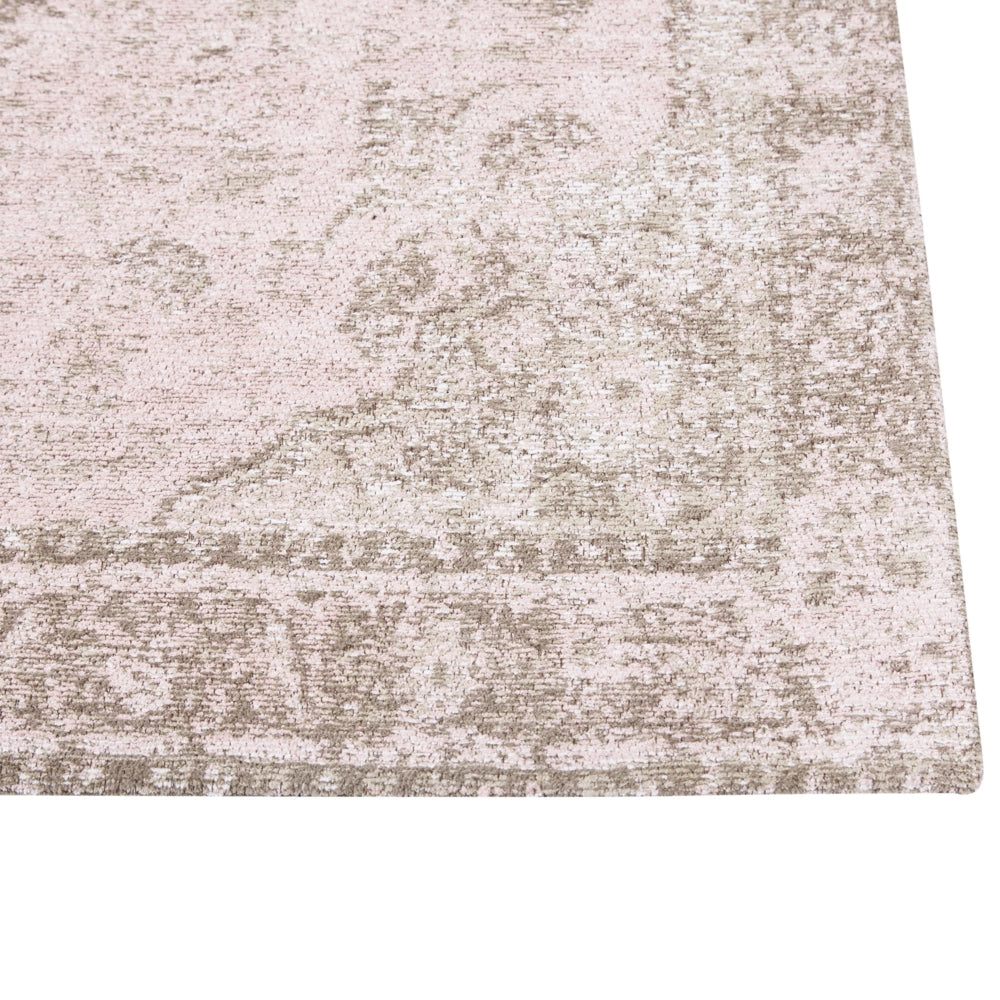 Tappeto in cotone rosa 200 x 300 cm con effetto invecchiato stile orientale camera da letto soggiorno