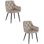 Set di 2 sedie Jork in velluto beige scuro e metallo