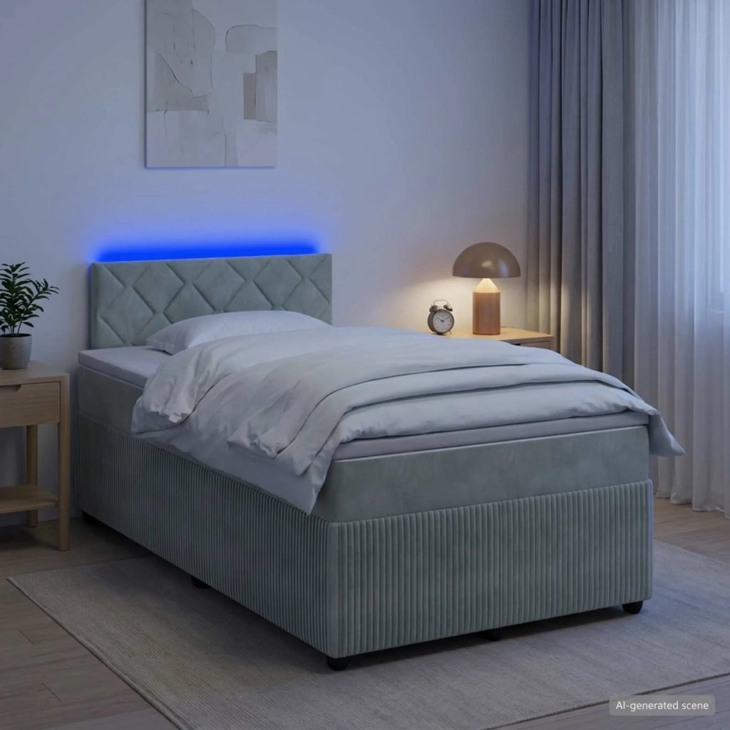 Letto box spring con materasso Grigio Chiaro 120 x 200 cm 3453125