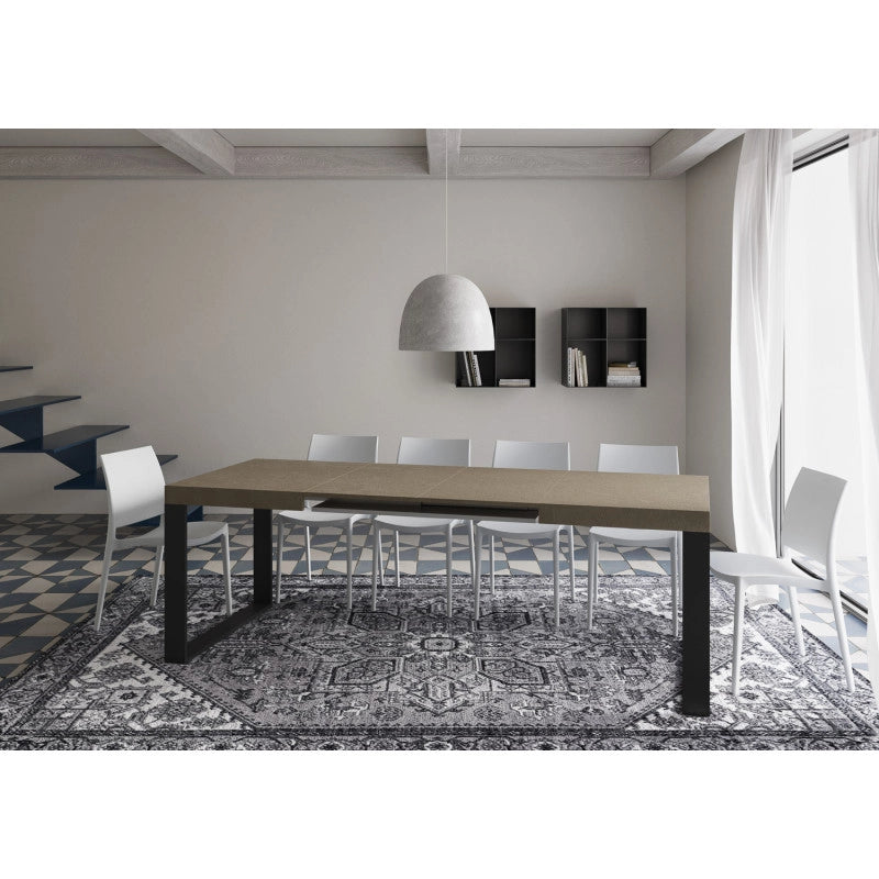 Tavolo allungabile 120/380x90 cm Tecno telaio Antracite - Tortora