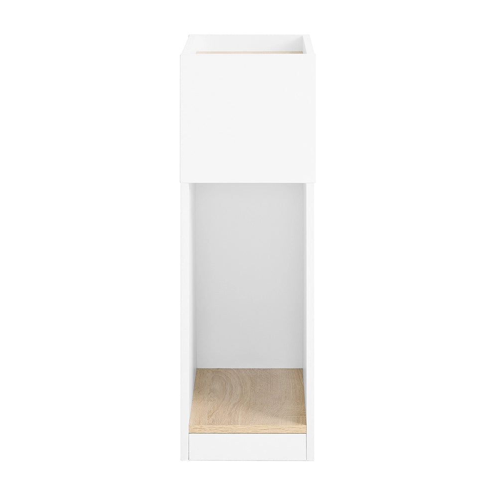 SoBuy FBT171-WN Comodino Camera da Letto Stretto, Tavolino Stretto con Cassetto e Ripiano, Comodino Moderno per Camera da Letto e Soggiorno, Bianco, 20 x 35 x 60 cm