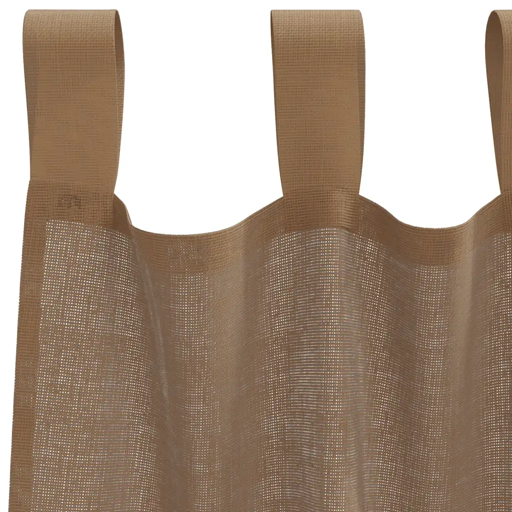 Tende in Voile con Passanti 2 pz Marrone Chiaro 140x175 cm