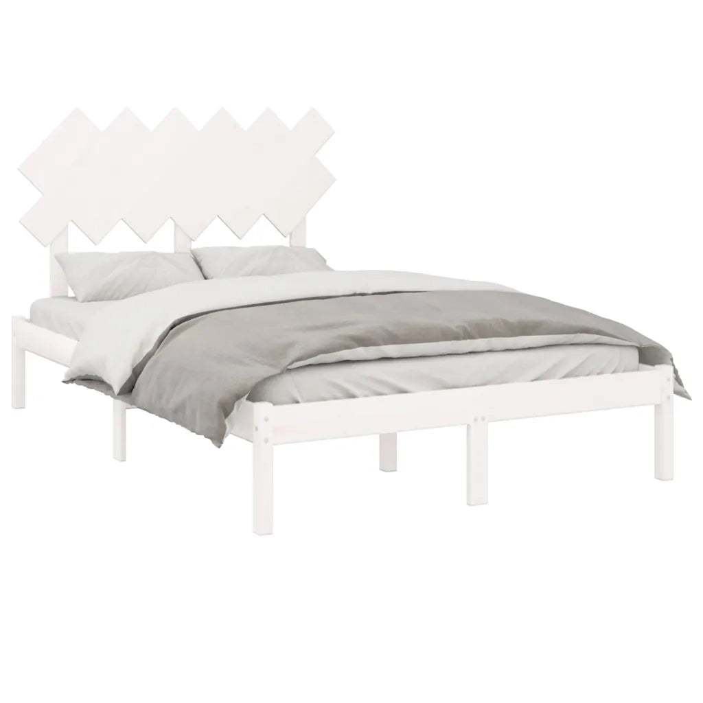 Letto matrimoniale | Letto per adulti | Giroletto Bianco 135x190 cm Double in legno Massello