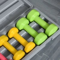 Set Manubri Pesi per Braccia con Valigetta, 6 Manubri da 0.5kg 1kg 1.5kg Acciaio e Rivestimento PU, Rosso Giallo e Verde