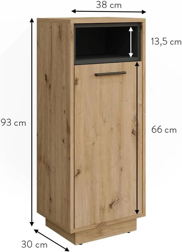 Mobiletto bagno Beatrice, Rovere artigianale, 38 x 93 cm, per la conservazione in bagno abbinabile alla serie Beatrice