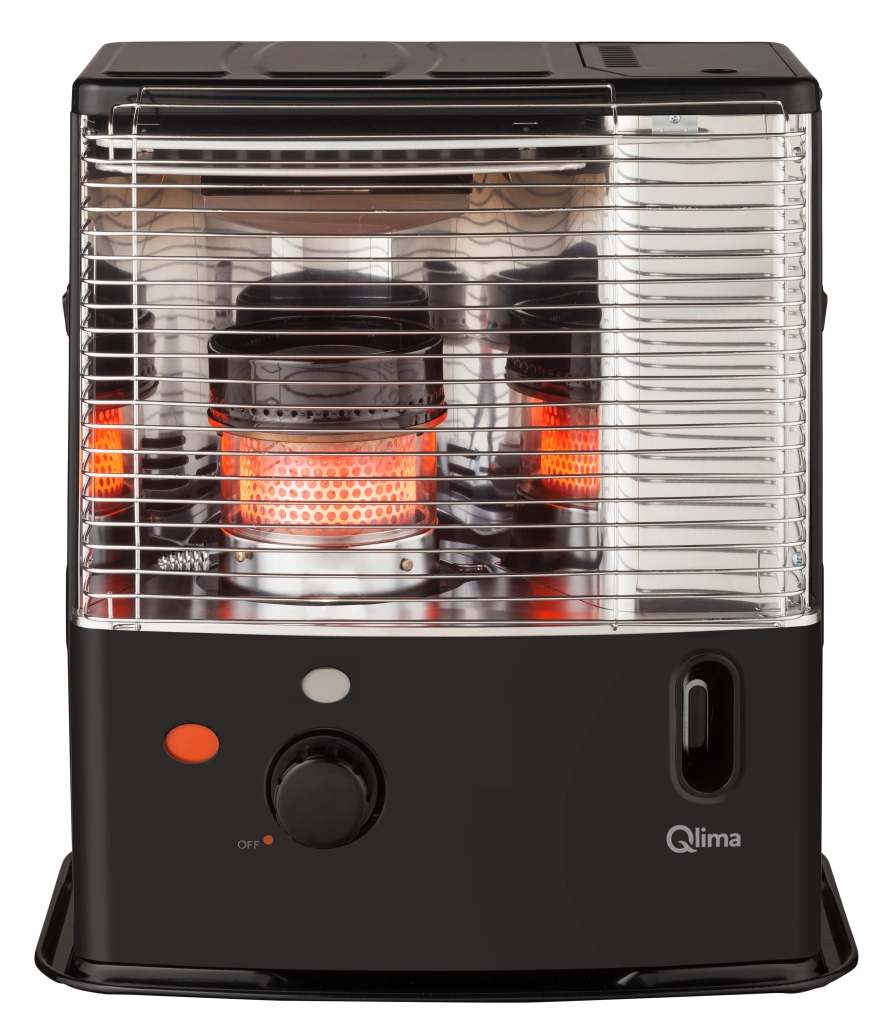 Stufa a Combustibile Liquido 2,4 kW con Stoppino Nero Qlima R3224x