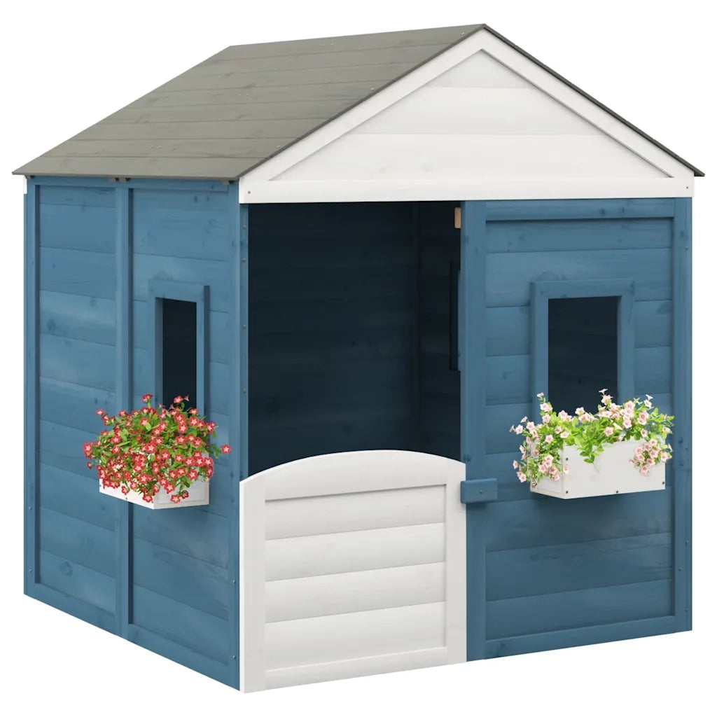 Casetta con Porta Chiudibile e Vasi Fiori Legno Massello Abete 93688