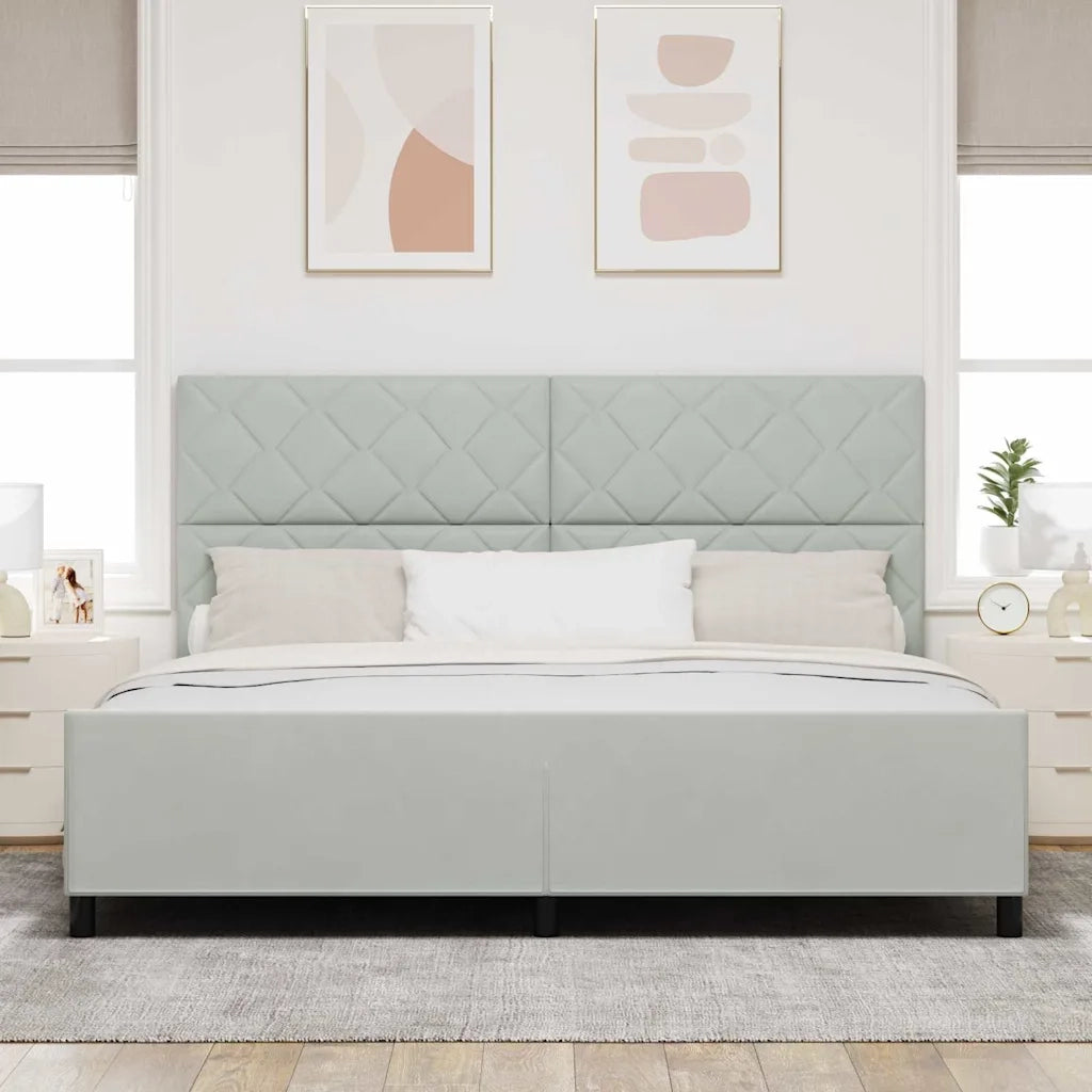 Letto a molle con testiera Grigio chiaro 200 x 200 cm Velluto 3345029