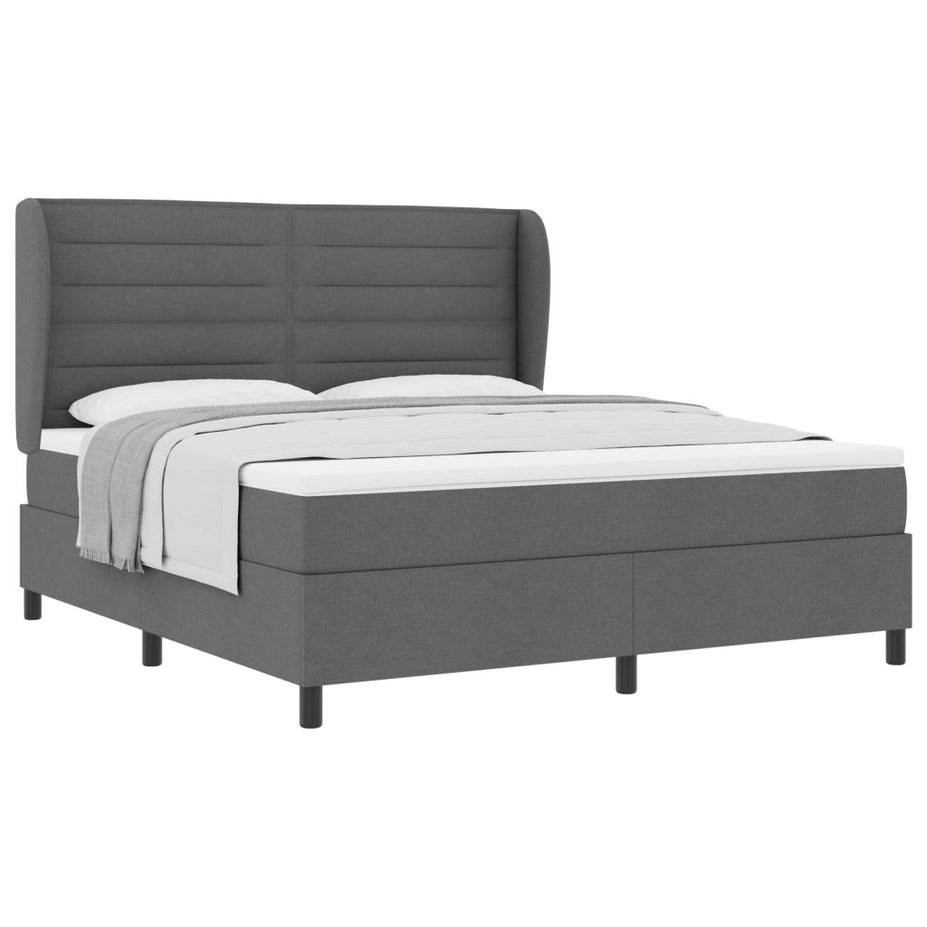 Letto con Rete a Molle e Materasso Grigio Scuro 180x200 cm Tessuto