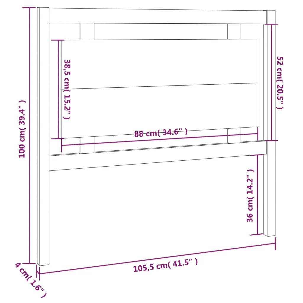 Testiera | Testata per Letto 105,5x4x100 cm in Legno Massello di Pino